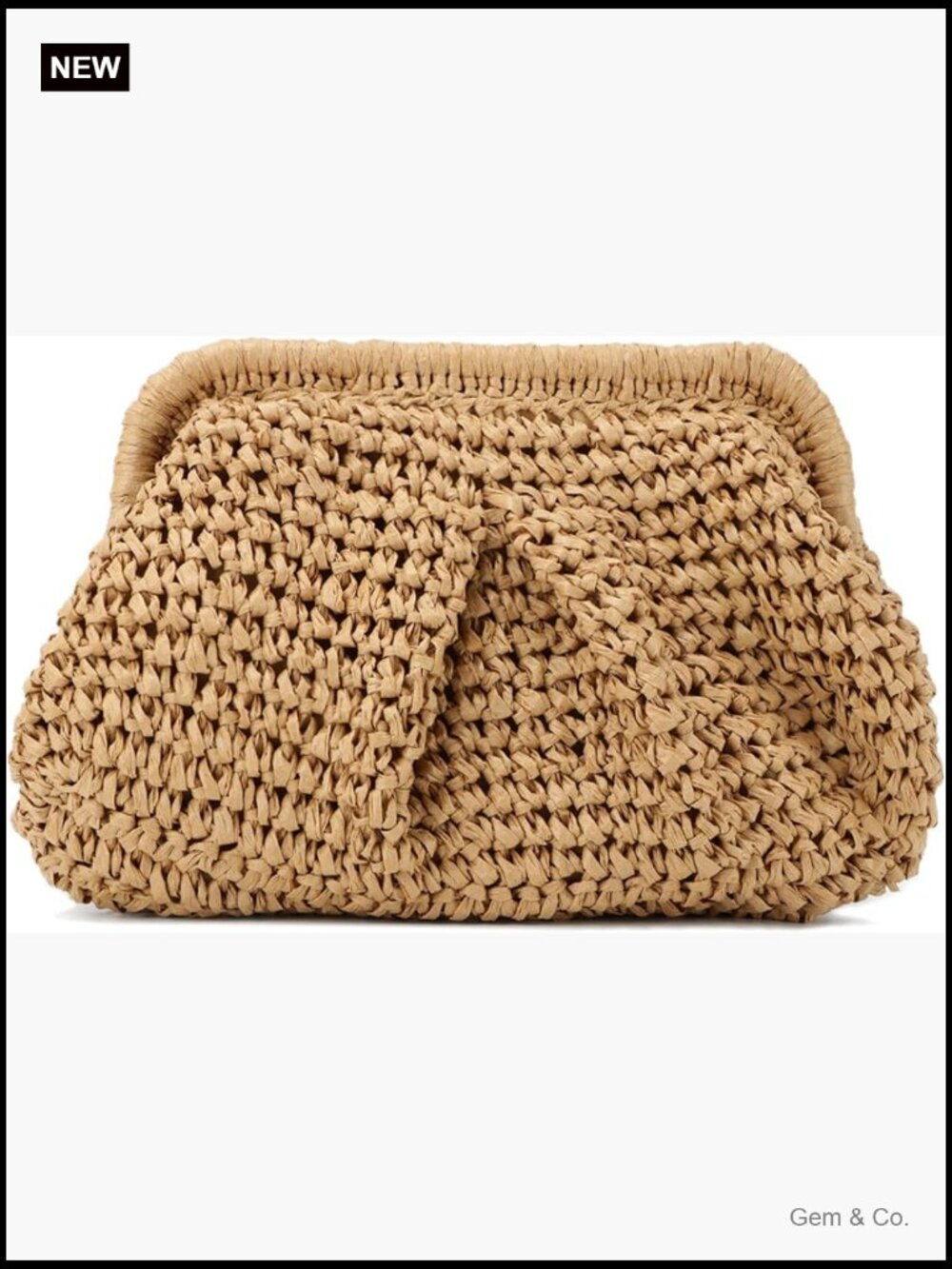 Handwoven Straw Clutch - Detachable Chain Crossbody Shoulder Bag Summer Beach